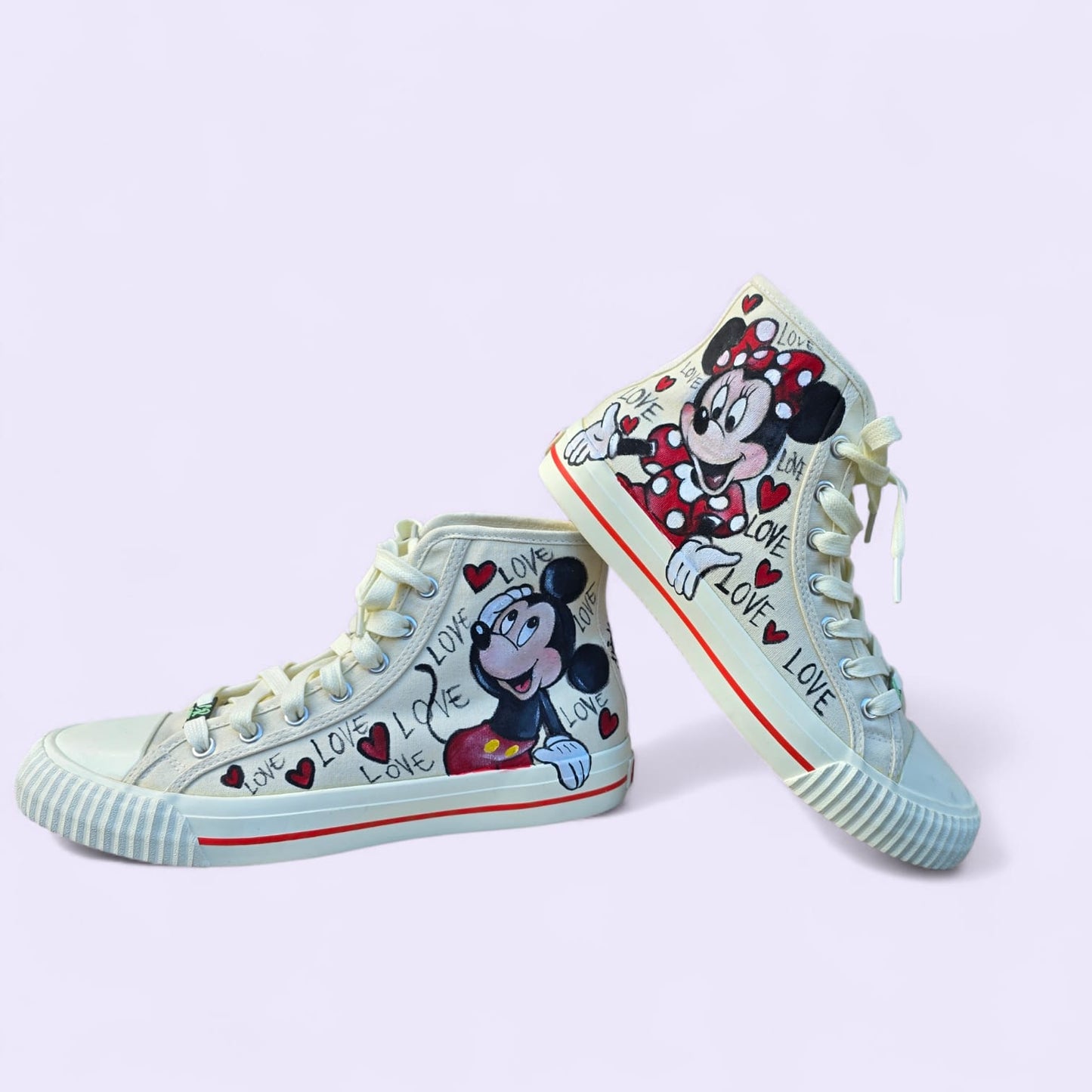 Scarpe dipinte a mano Minnie e Topolino – Sneakers personalizzate Disney – Idea regalo romantica – Personalizzabili