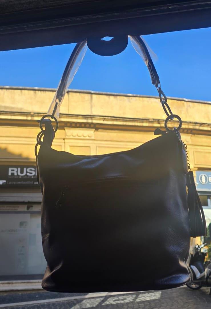 Grinsekatze „Die besten sind verrückt“ handbemalte Tasche aus Kunstleder/Leder