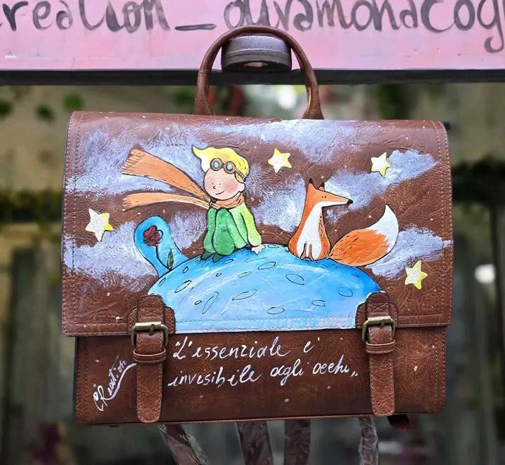 Der Kleine Prinz Rucksack-Schultasche Handbemalt