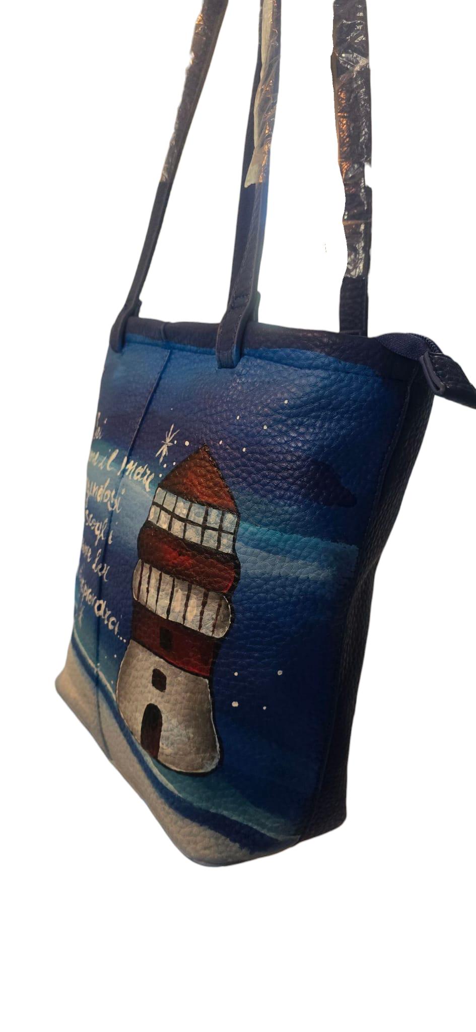 Sac à main personnalisable avec phare de mer peint à la main