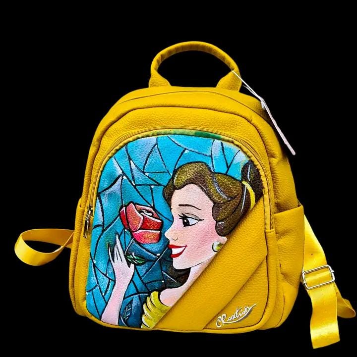 Handbemalter Rucksack „Belle“ Die Schöne und das Biest