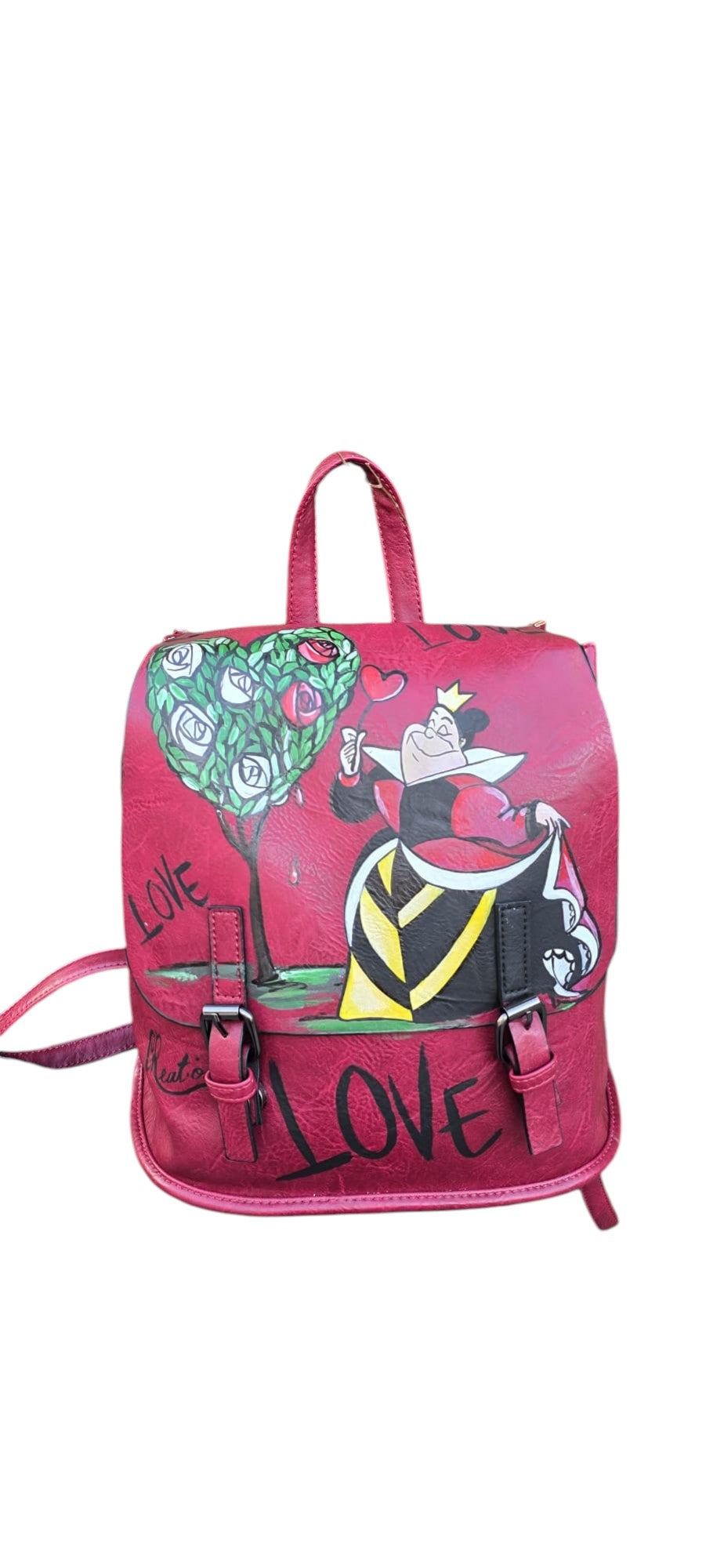 Zaino dipinto a mano regina di cuori – Accessorio personalizzato – Idea regalo originale – Personalizzabile