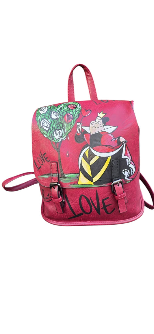 Zaino dipinto a mano regina di cuori – Accessorio personalizzato – Idea regalo originale – Personalizzabile