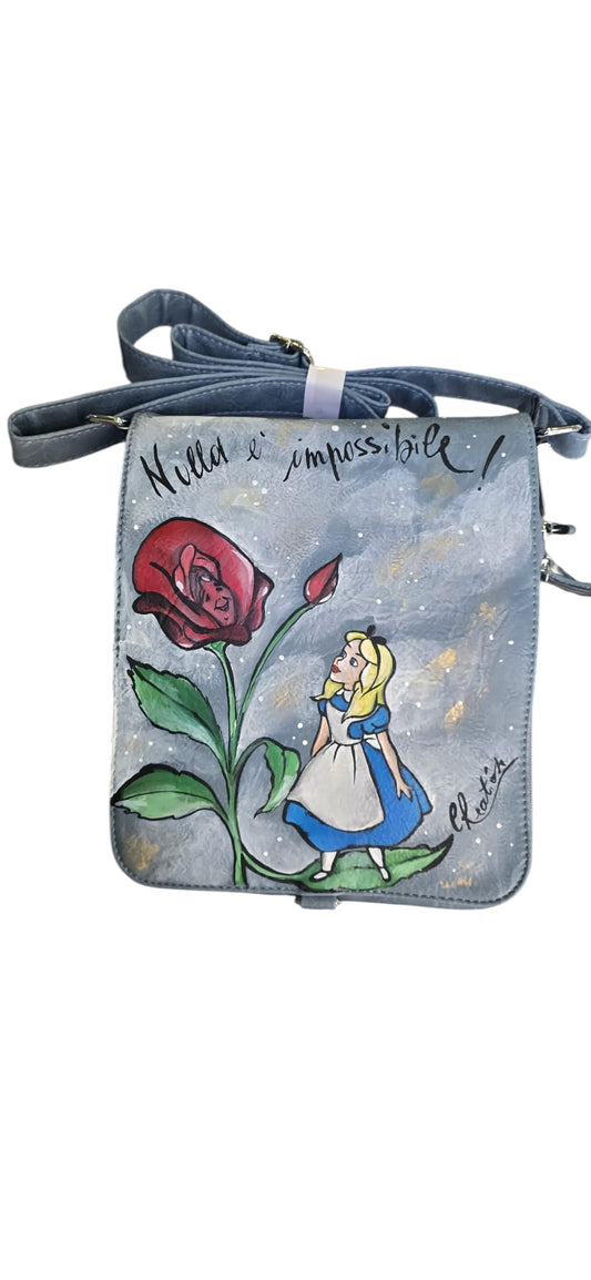 Borsa Alice nel Paese delle Meraviglie Dipinta a Mano