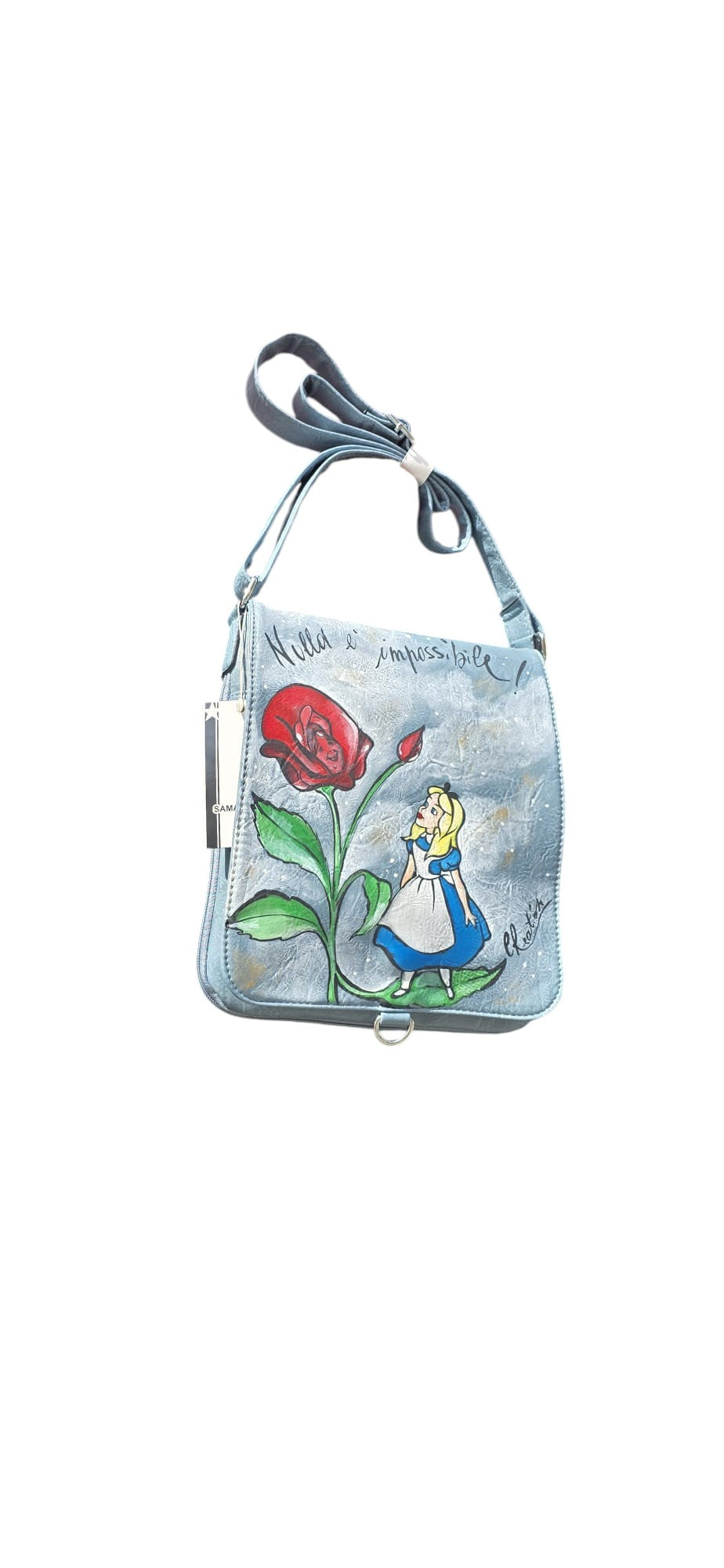 Borsa Alice nel Paese delle Meraviglie Dipinta a Mano