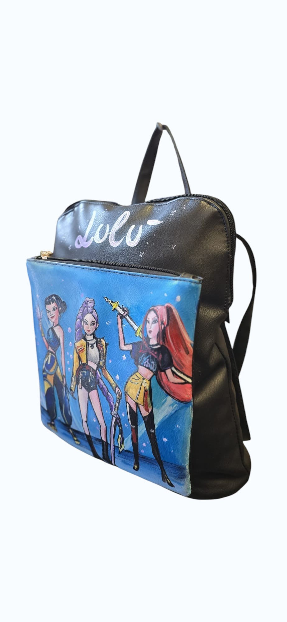Zaino K-pop dipinto a mano personalizzato con nome – Accessorio unico – Idea regalo – Personalizzabile