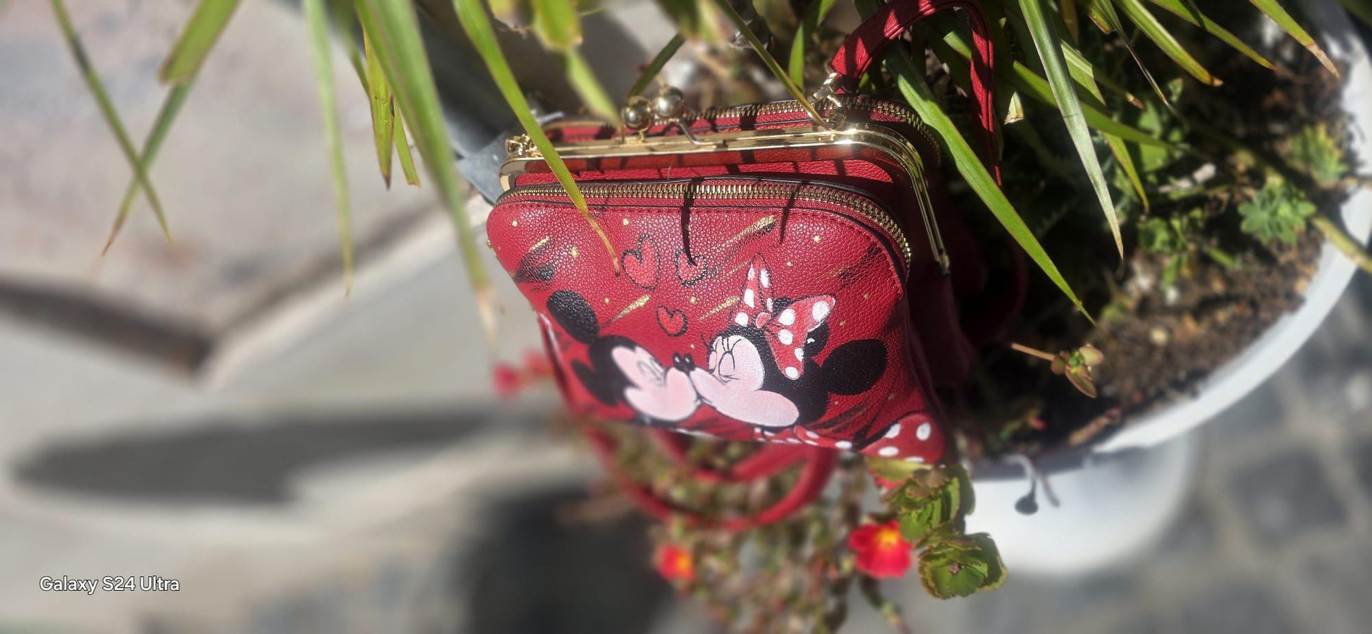 Borsa dipinta a mano Minnie e Topolino Disney, ecopelle artigianale romantica personalizzabile
