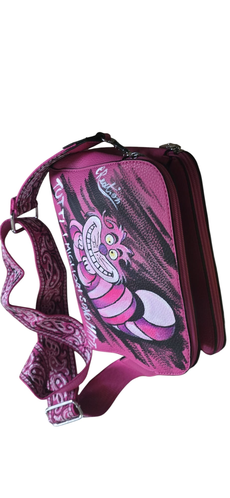 Borsa Dipinta a Mano – Stregatto (Alice nel Paese delle Meraviglie)