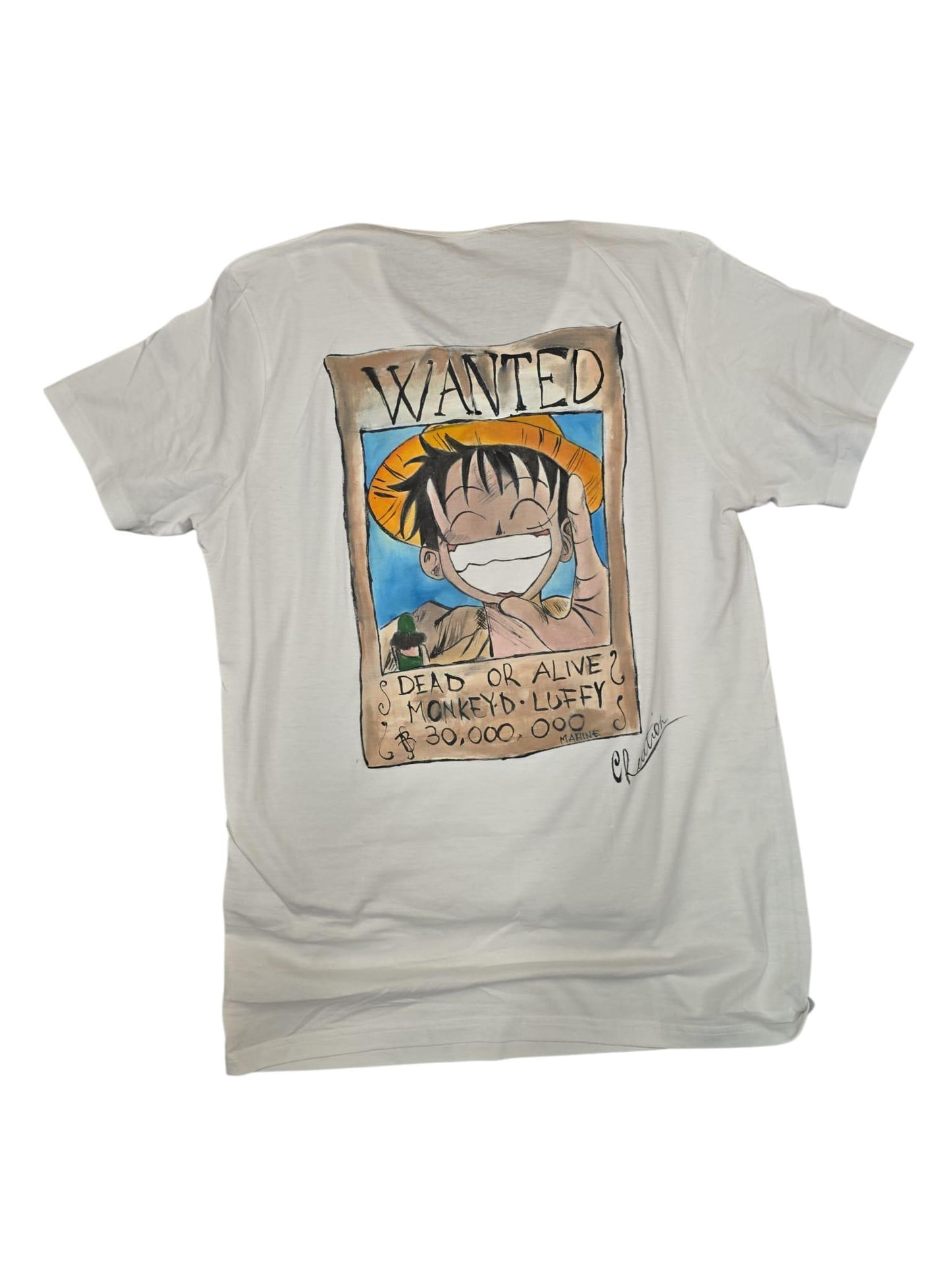 
Maglietta dipinta a mano Rubber Luffy One Piece anime, personalizzabile artigianale
