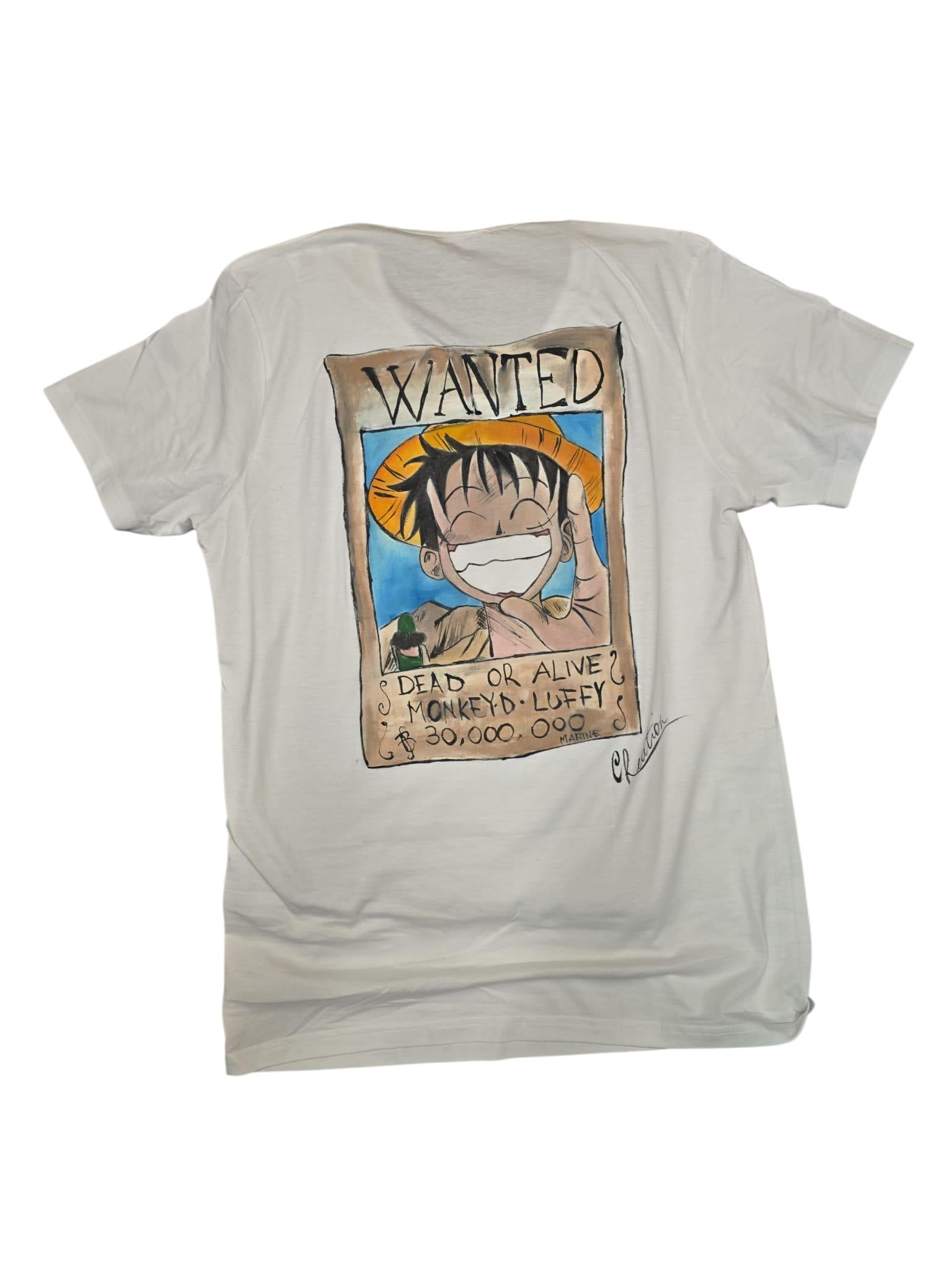 
Maglietta dipinta a mano Rubber Luffy One Piece anime, personalizzabile artigianale
