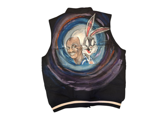 Giacchetto smanicato dipinto a mano Space Jam Bugs Bunny Jordan, abbigliamento artigianale
