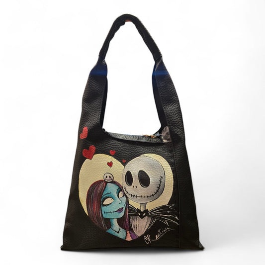 Jack e Sally di Nightmare Before Christmas Borsa Dipinta a Mano