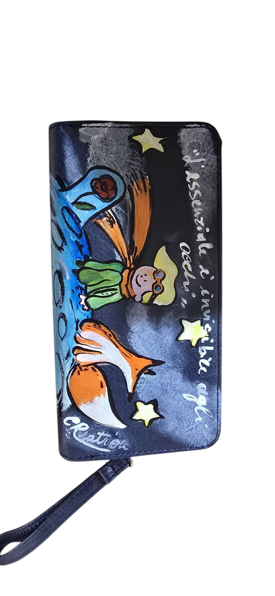 Portafoglio Il Piccolo Principe Dipinto a Mano – Portafoglio Personalizzato Ecopelle – Idea Regalo Letteratura Classica