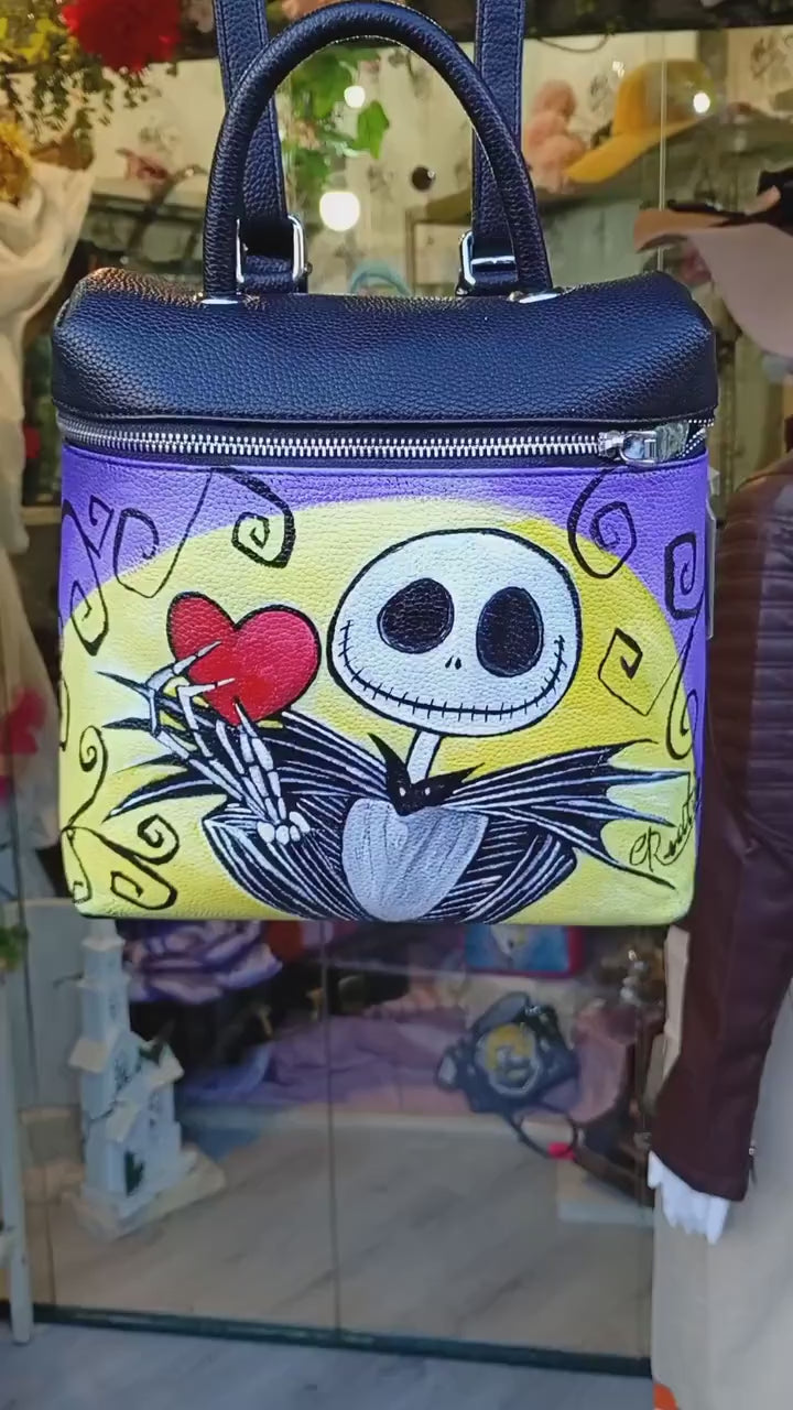 Borsa/Zaino Dipinta a Mano – Jack di Nightmare Before Christmas – Accessorio Unico Personalizzabile