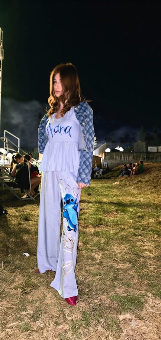 Completo Donna Stitch Ohana Dipinto a Mano | Vestito Completo Personalizzato
