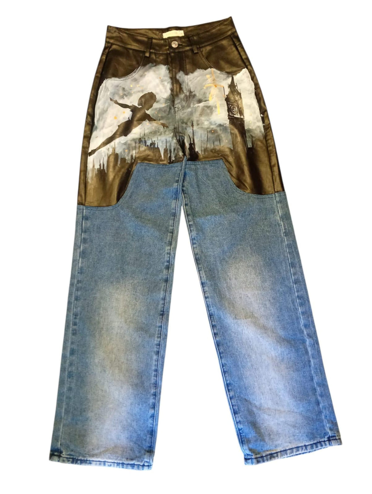 Jeans dipinti a mano Peter pan