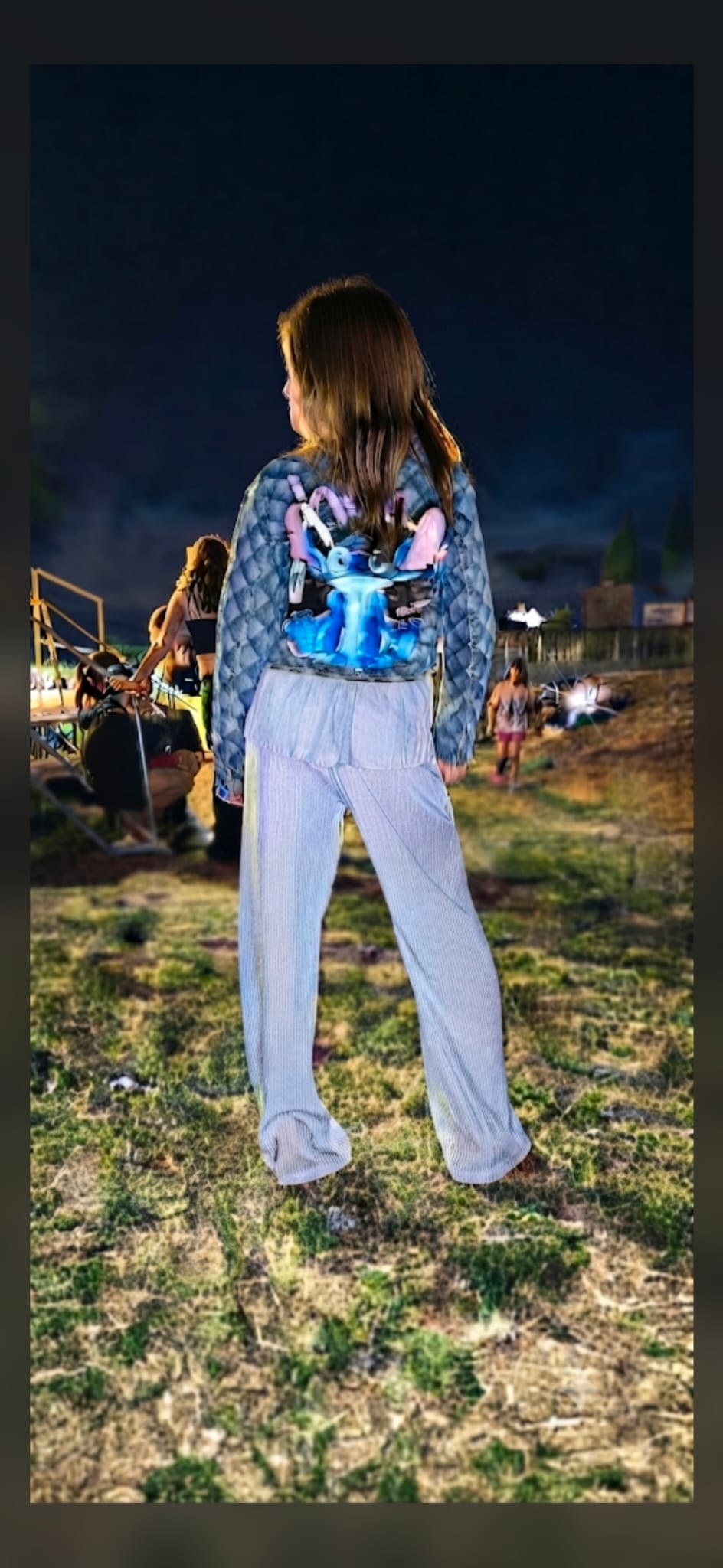Giacchetto di jeans dipinto a mano stich ohana