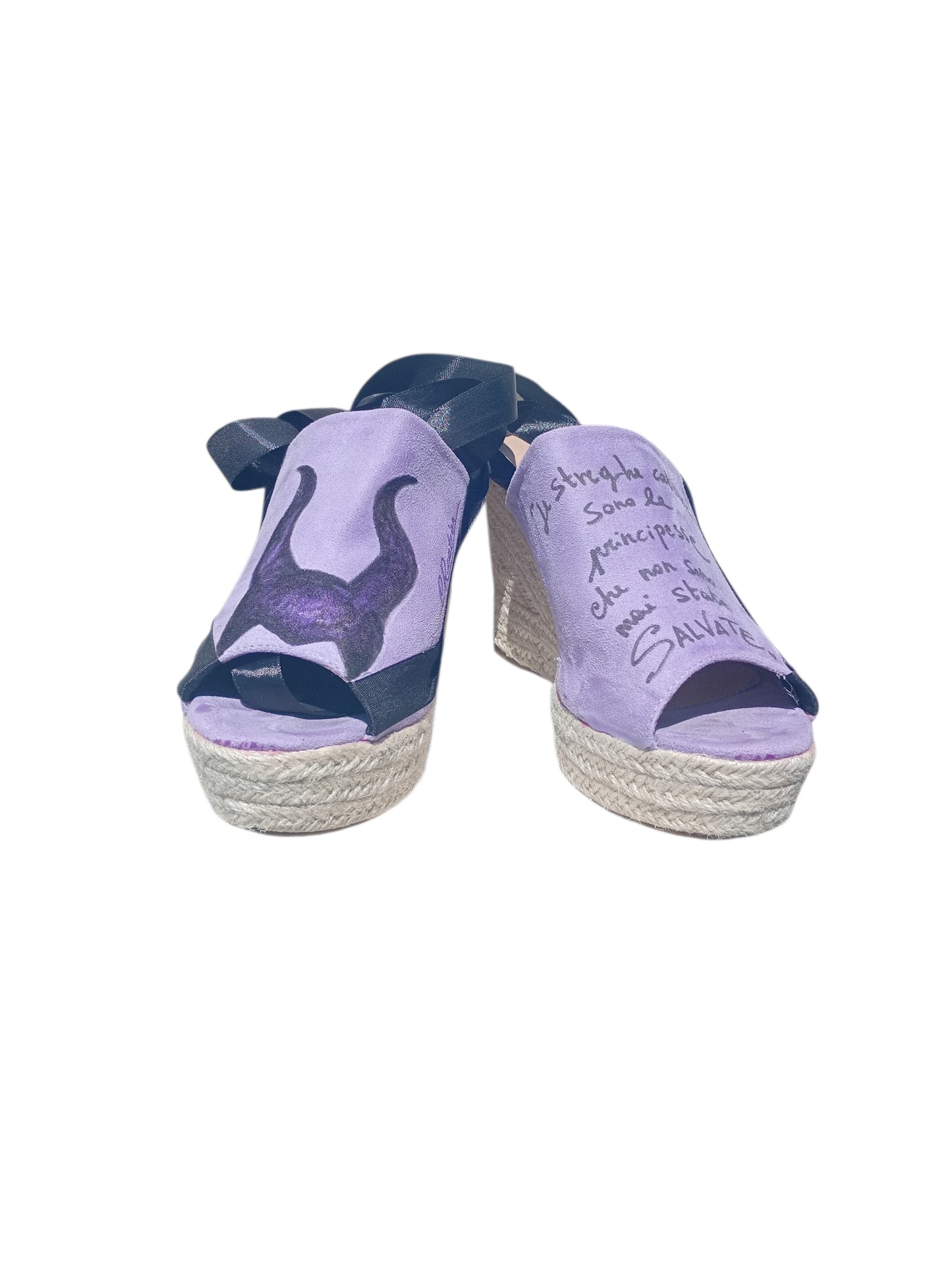 Scarpe Estive Aperte Dipinte a Mano – L'Incanto del Male (Malefica)