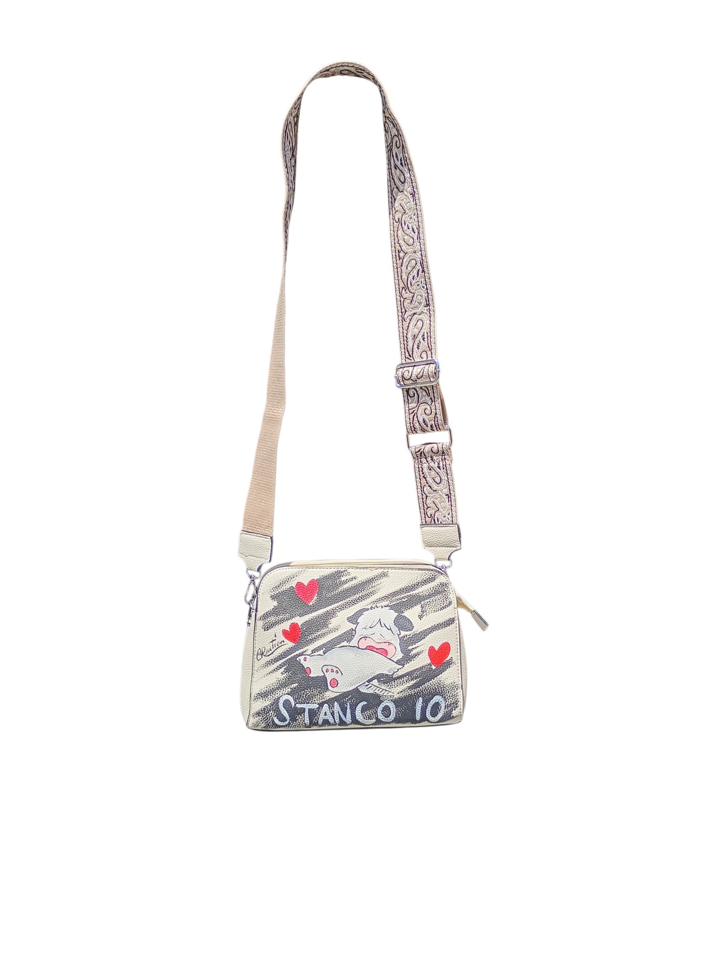 Borsa Dipinta a Mano – Hello Spank ("Stanco io")
​Un classico dell'animazione intramontabile incontra lo stile artigianale. Non perdere l'occasione di sfoggiare o regalare un accessorio unico, ironico e dal sapore nostalgico, caratterizzato dal mitico Hello Spank e dalla sua celebre espressione di totale relax.
